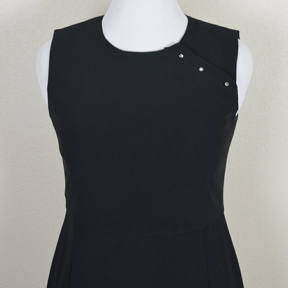 DKNY Button Shoulder Sheath Dress Black 10 - Picture 2 of 8